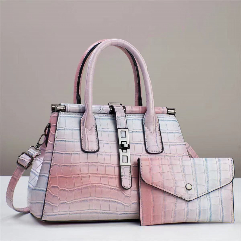 Dos piezas de paquete de bolsos de mano con patrón de cocodrilo, bolsos de hombro de temperamento versátil, mochila de moda casual, cross-border bgas