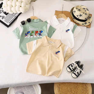 New Children's Summer Cartoon Polo Shirt T-shirt for Boys and Girls Thin Printed Short-sleeved Baby's Korean-style Lapel Top