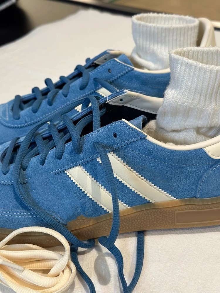 Blue classic German training round toe lace up casual sports versatile flat bottomed Forrest Gump shoes_voghion.com