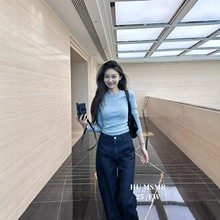 广州十三行HUMSMR秋上新爆款网红同款百搭圆领休闲长袖T恤C1102