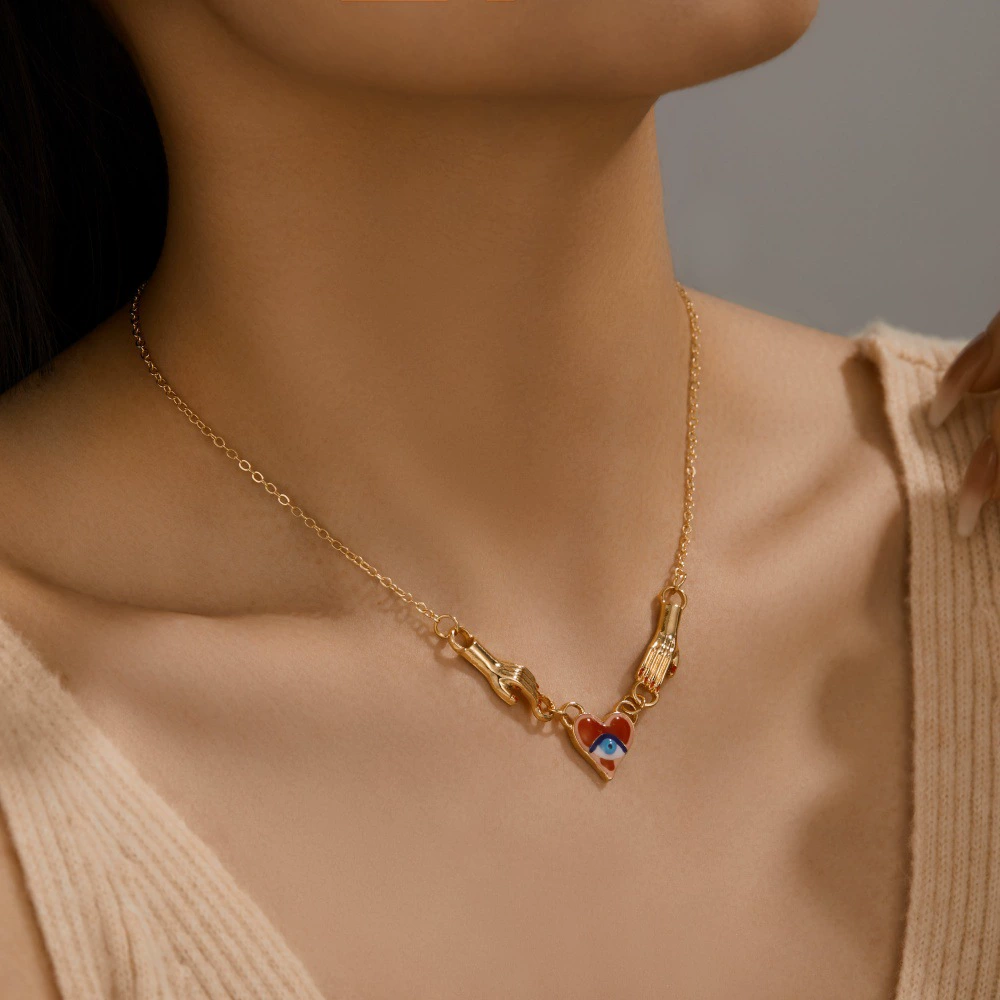 Европейская и американская трансграничная эксклюзивная подвеска в виде капли масла для глаз из сплава INS, стиль ручной работы, цепочка на ключицу, прямая продажа с фабрики