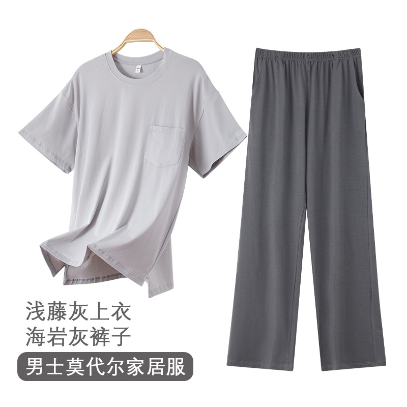 714 남자 밝은 등나무 회색 바다 바위 회색 [크루 넥 바지]