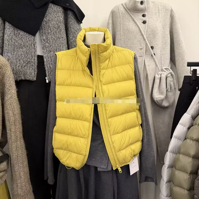 Lightweight down Vest for Women, Ribbed Vest, New Style for Autumn and Winter 2026, Stand Collar Vest Jacket for Petite Sizes