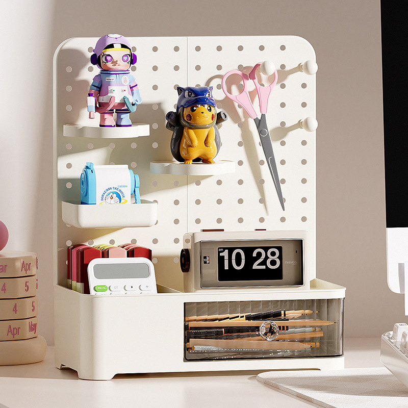 Desktop Pegboard Storage Box Book Organizer Office Desk Stationery DIY Pen Holder Ikea Pegboard