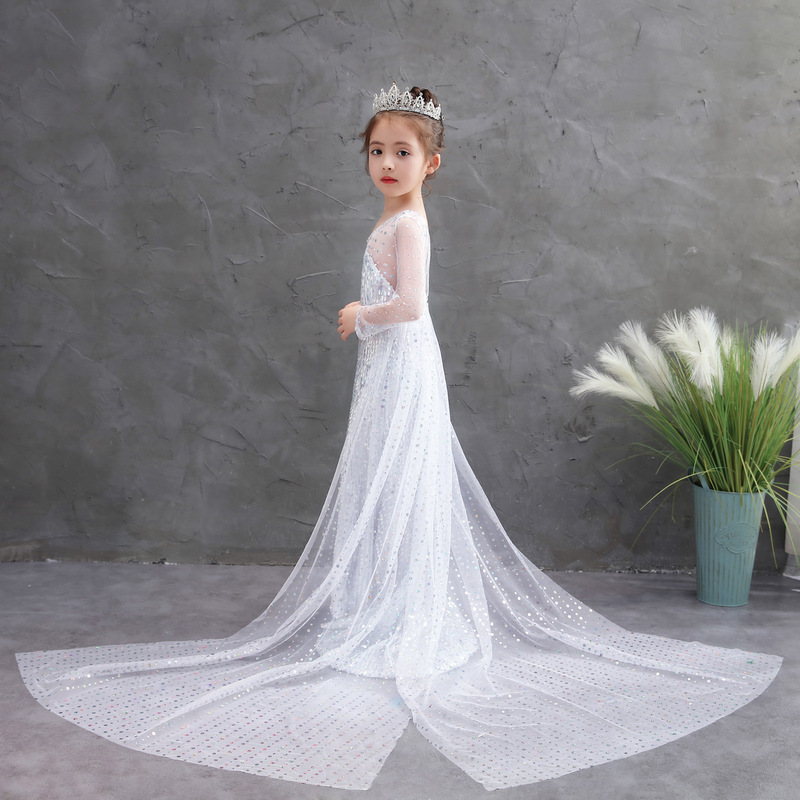 Girls Elsa Kidsren's New Elsa Dress Frozen 2 Elsa Princess Dress White Elsa Clothes