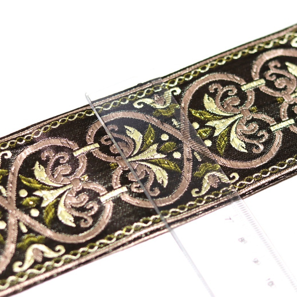 6cm de ancho de color de café oscuro patrón de la curva de la cinta de la Ropa Étnica borde cuello borde de la manga Almohada sofá cojín corredor de mesa cama bandera