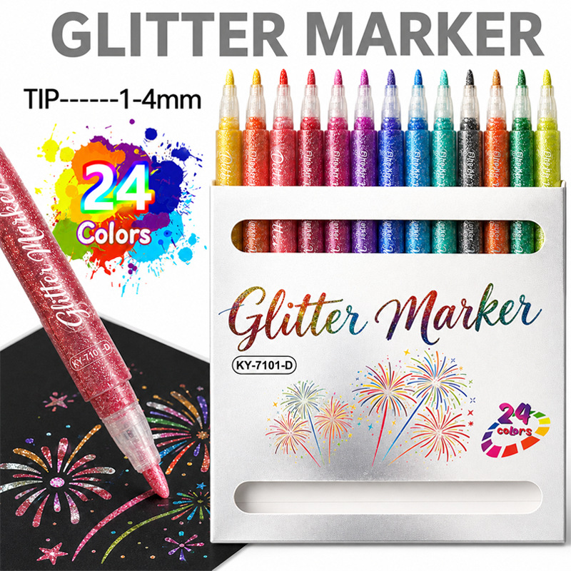 Cross-border 24-color dual-tip dual-color marker pens for elementary school students, art-specific doodle pens, fluorescent pens, stackable color watercolor pens