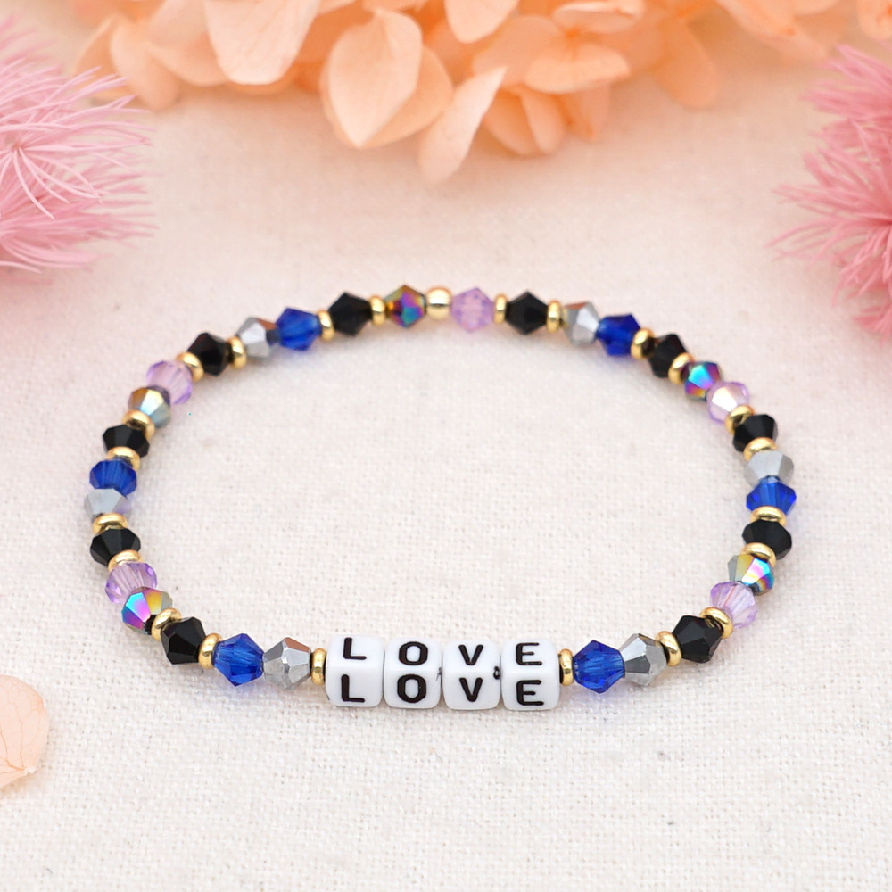 Pulsera Pequeña Con Cuentas De Letra De Cristal De Color De Estilo Bohemio display picture 3