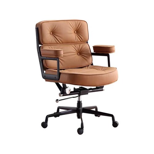 The office chair designed by Robin Eames, a high-rise rotating computer chair with cowhide and solid wood, boss sofa chair
