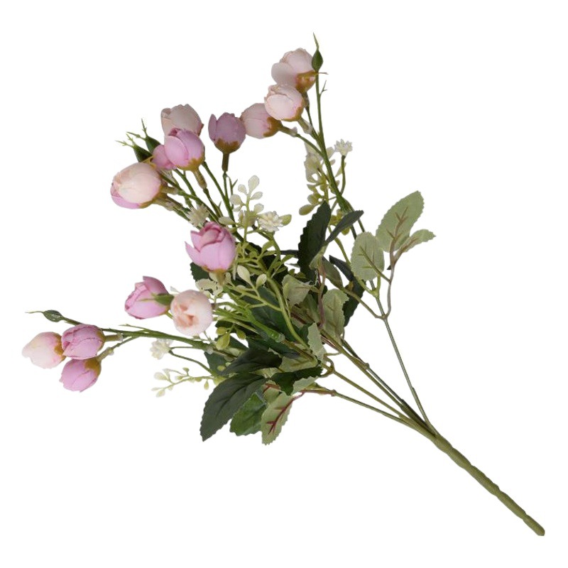 Artificial rosa azul y verde brote manojo flor artificial Home Hotel decoración de la boda flor artificial Flor de seda