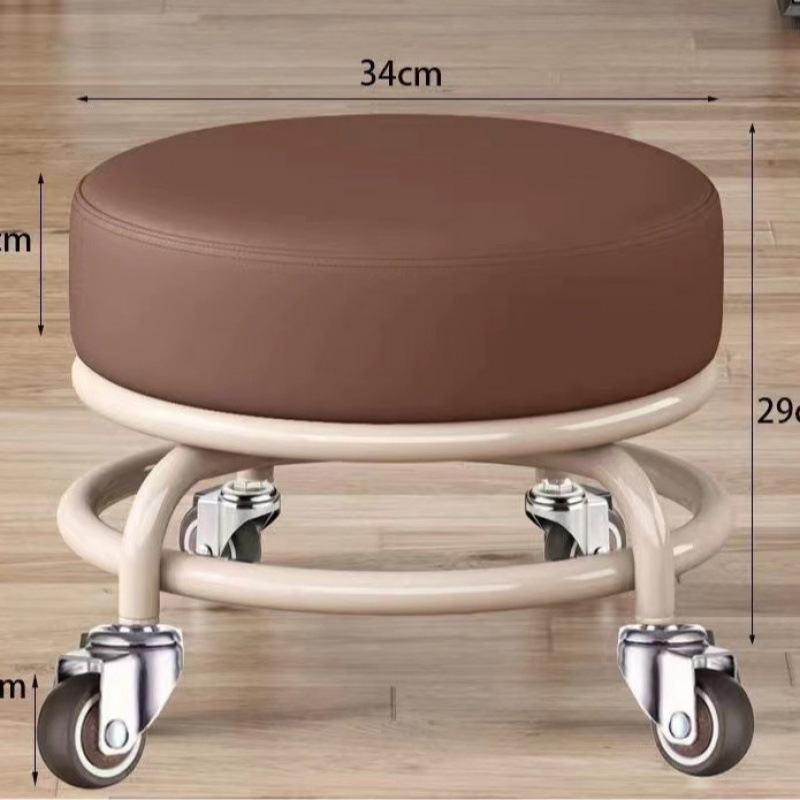 Household Pulley Low Stool Shoe-Changing Stool Children's Toddler Stool Rotating Stool Foot Bath Living Room Floor Wiping Beauty Seam Universal Wheel Chair