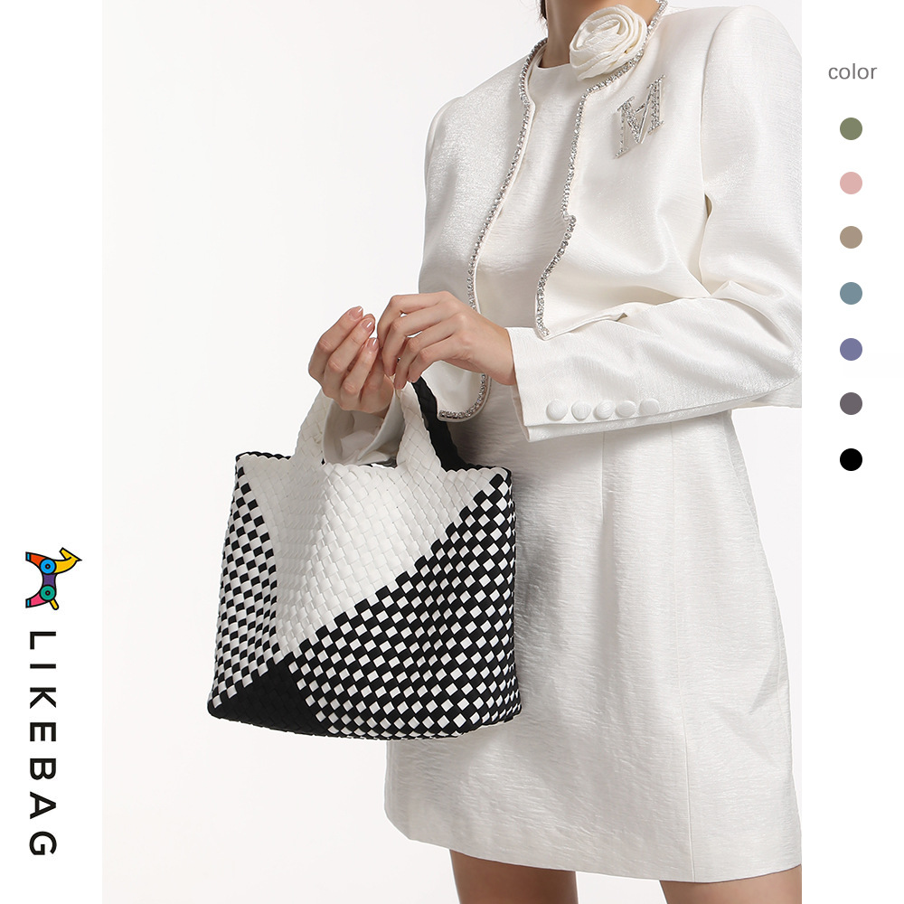 Tote Bag 2024 New Product Launch Top Quality Medium Size Edited Advanced Color Matching Handbag Double Bag High-end Women's Bag _voghion.com