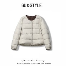 甜甜款无领短款新国标云感高奢90羽绒服-QQ11米白色黑色咖啡色