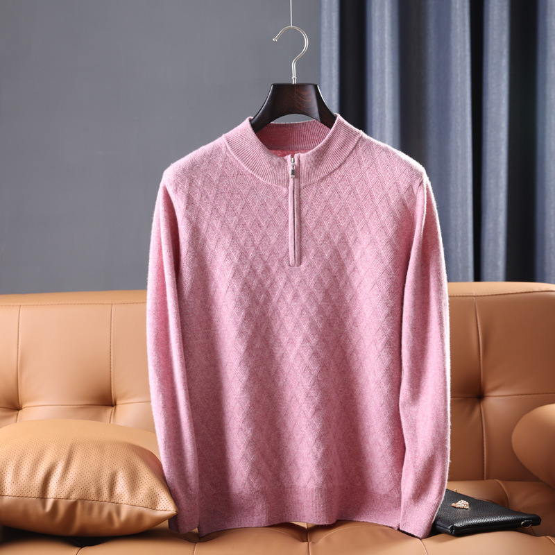 Demi-season fashionable cashmere woolen knitted sweater with zipper…