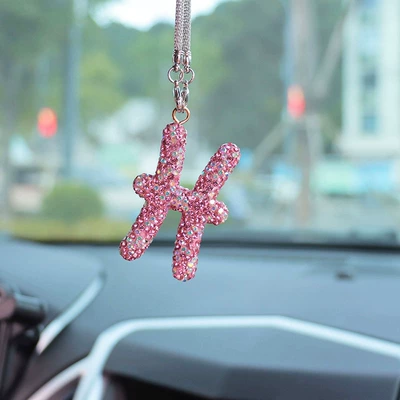 mirror pendant car decoration Car hanging - pink-ab-mixed-color-diamond-pisces