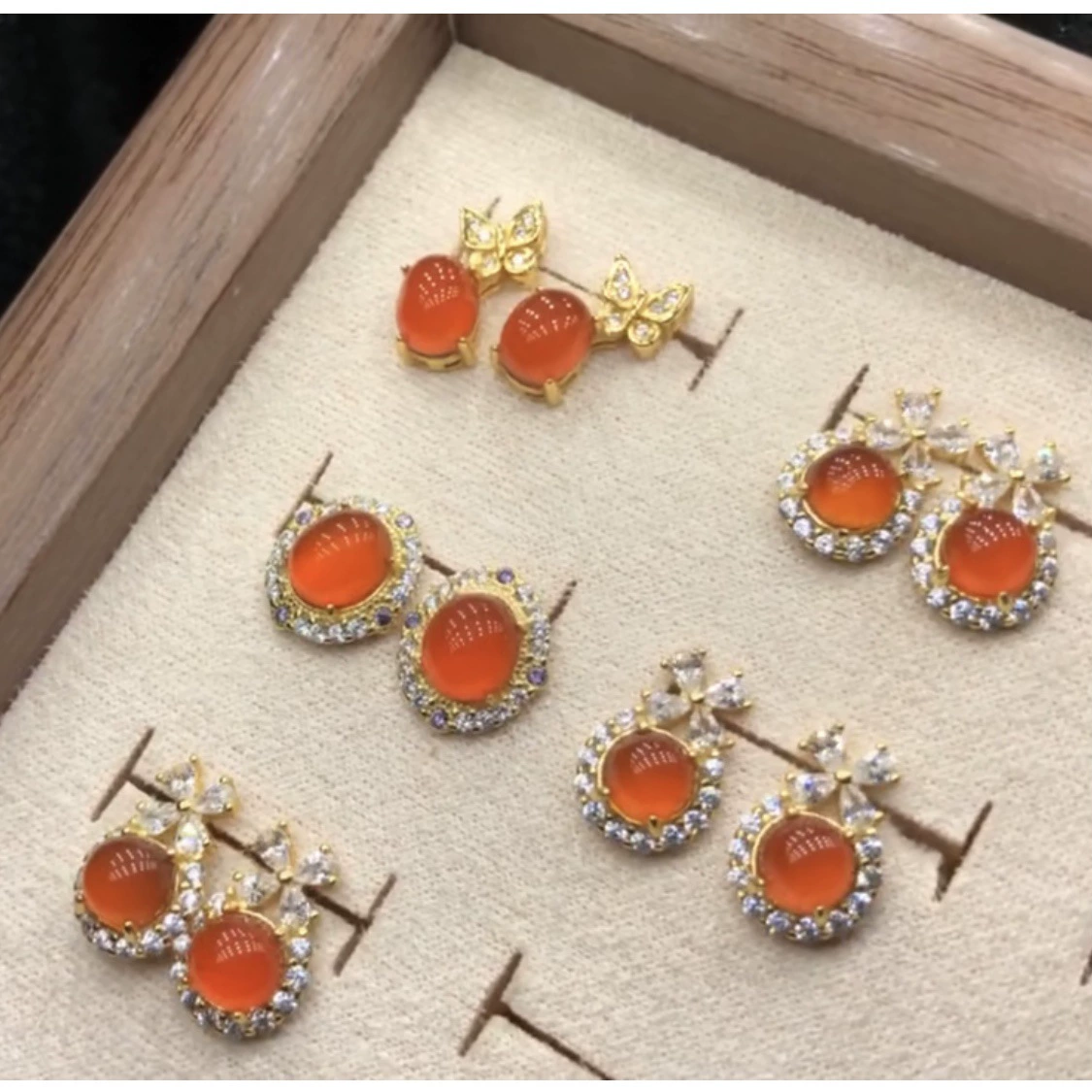 Серьги с красной каменной инкрустацией, модные, серебро 925 пробы