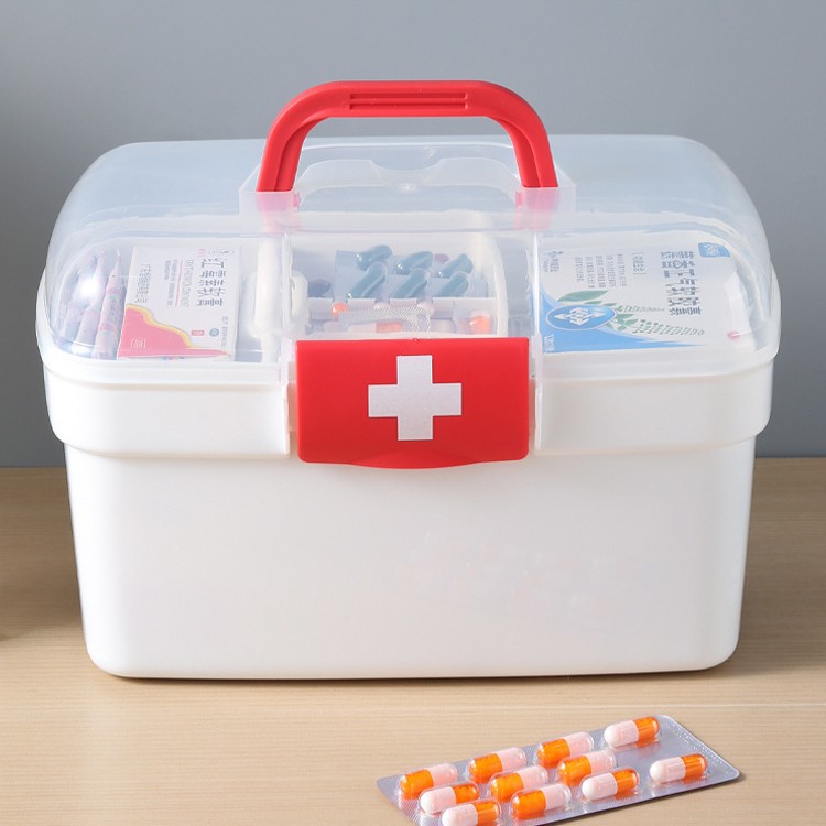 Medicine Box Home Large Capacity Double Layer Family Emergency First Aid Supplies Dormitory Medicine Small Medicine Box Storage Cabinet First Aid