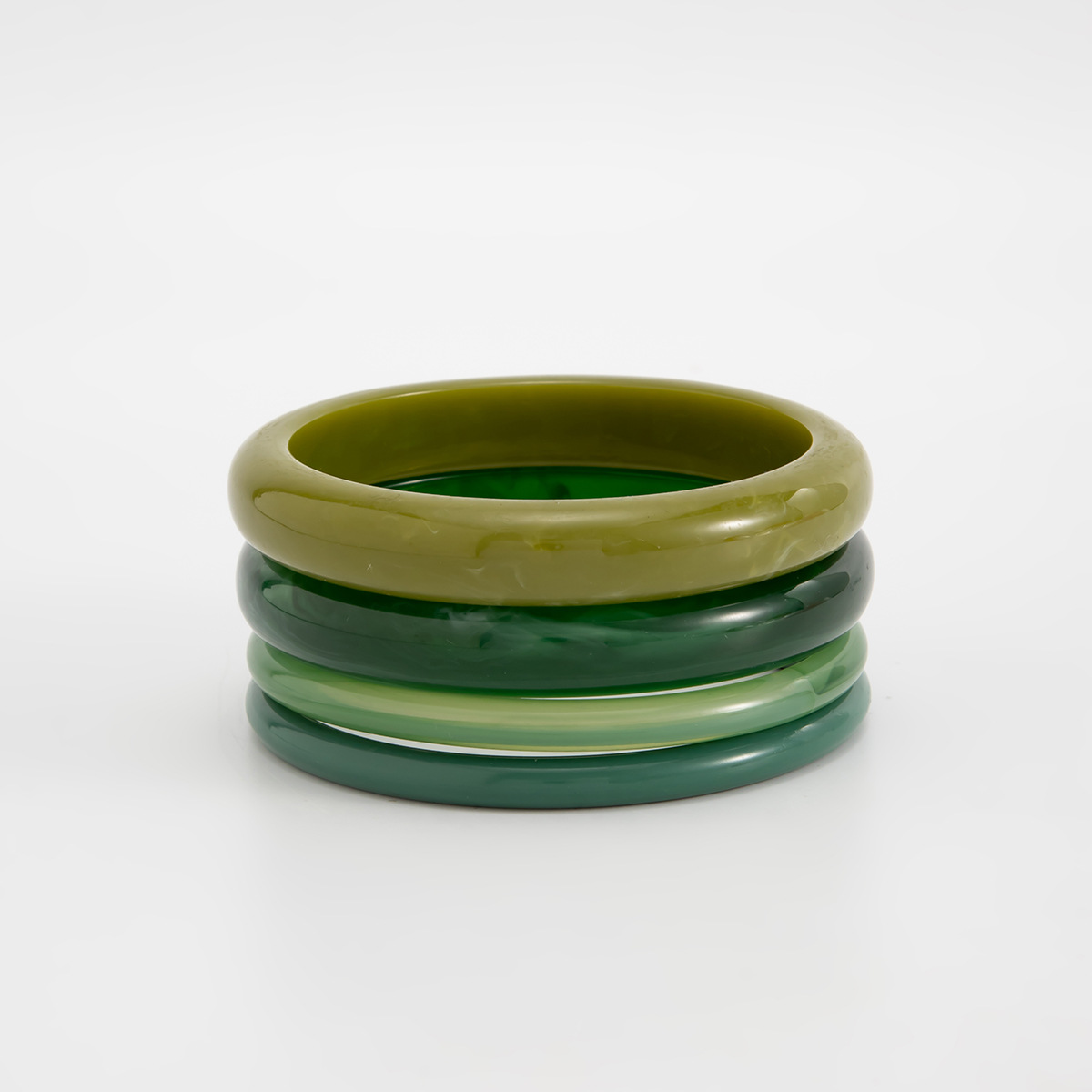 European and American Cross-border Fashion Color Gradient Resin Stacking Bracelets Vintage INS Style Arc-shaped Polished Closed Bangle Bracelets