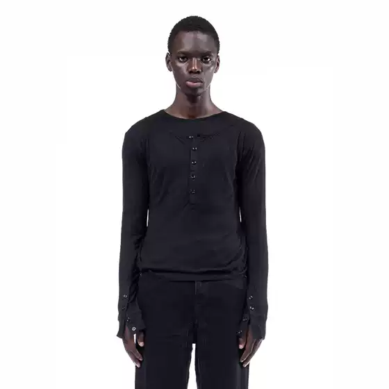 2025 New Arrival Dark Academia Style Slim Fit Long-Sleeve T-Shirt with Button Accents for Spring and Fall