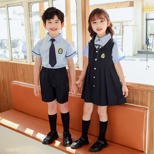 Preschool summer uniform set, college British style school uniform, primary school class uniform, children's summer choir performance attire