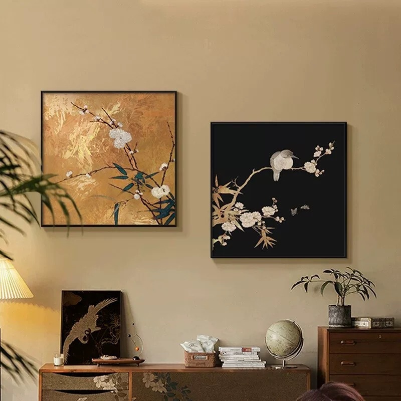 Vintage Flower and Bird Living Room Decorative Painting French Middle Style Restaurant Combination Hanging Painting New Chinese Bedroom Bedside Mural Painting Vintage Flower and Bird Living Room Decorative Painting French Middle Style Restaurant Combination Hanging Painting New Chinese Bedroom Bedside Mural Painting