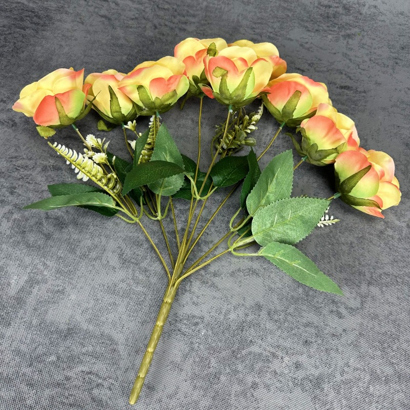 9 manojo de la cabeza, amante, rosa, flor artificial, boda, decoración del hogar, rosa, decoración de flores falsas hechas a mano al por mayor