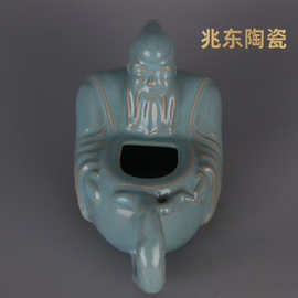 宋代汝窑天青釉寿星支钉壶 做旧仿古防出土瓷器古玩古董收藏