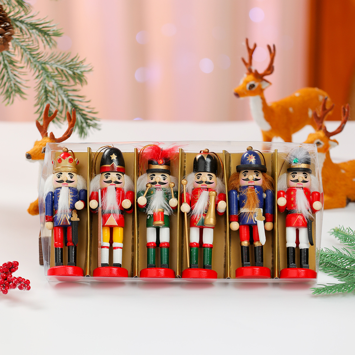 Nuevos adornos de madera de nogal soldado transfronterizos, adornos de Navidad, pequeños regalos, adornos de Navidad, adornos de escritorio de ventana image 17