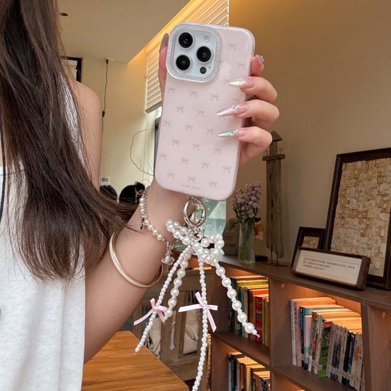 Chica ins rosa con lazo de pantalla completa para Apple 15ProMax/16 funda para teléfono móvil iphone14 nuevo 13