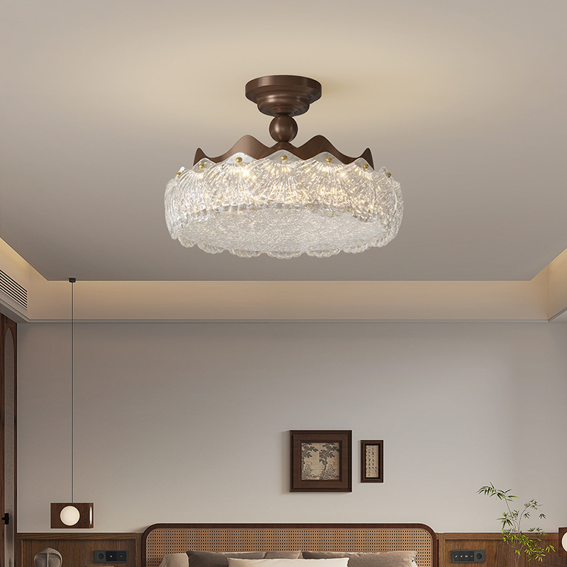 Italia lámpara de oro de alta gama lámpara de techo del dormitorio lujoso diseño ligero francés atmósfera de protección de los ojos de la habitación lámpara de estudio