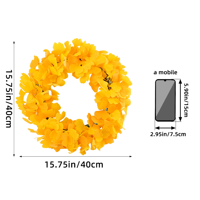 2024 Acción de Gracias simulación ginkgo hoja guirnalda Amazon otoño guirnalda decorativa hogar sala de estar puerta colgante al por mayor