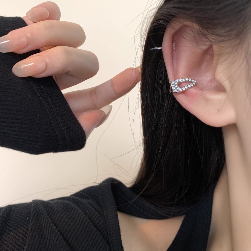 Elegant Micro-inlaid Zirconia Clips For Women Without Pierced Ears, Niche Design, Light Luxury Versatile Earrings,_voghion.com