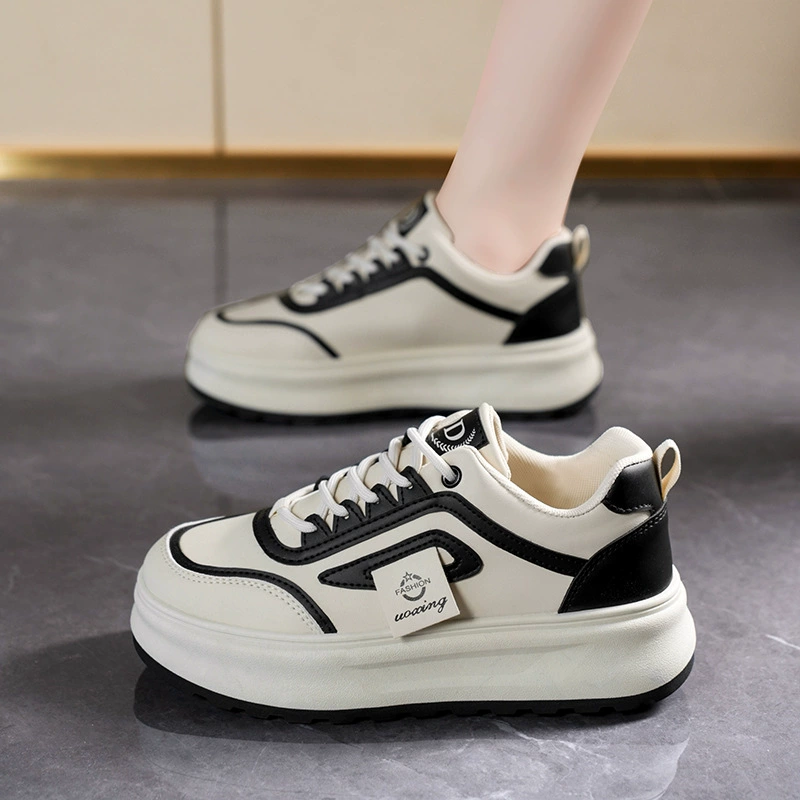 Breathable white shoes, footwear, universal sneakers platform, Korean style