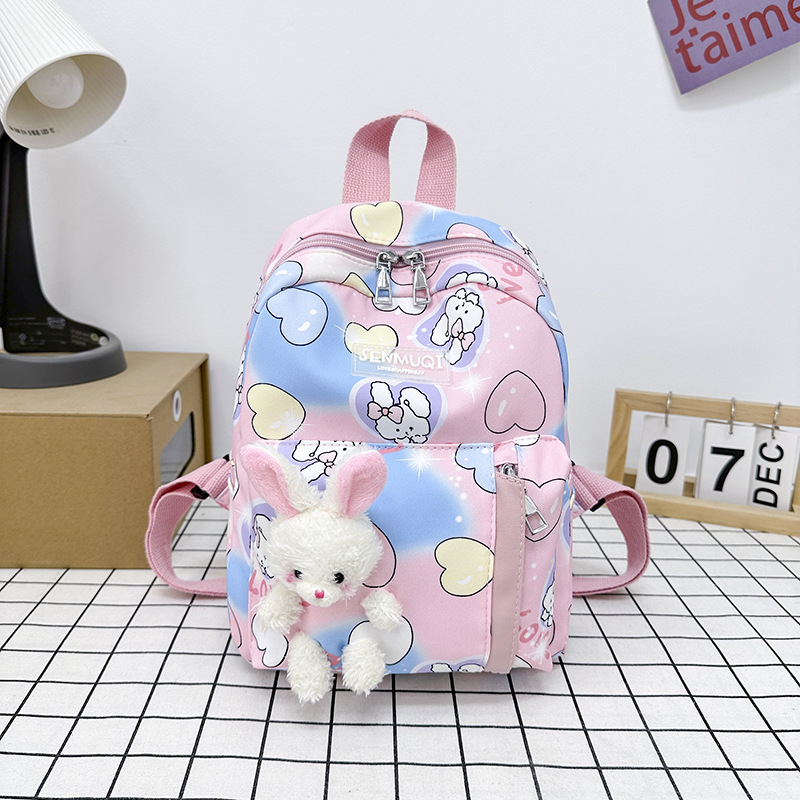 2024 nuevo kindergarten mochila de dibujos animados lindo conejito estudiante mochila de lona para niños Mochila pequeña y ligera