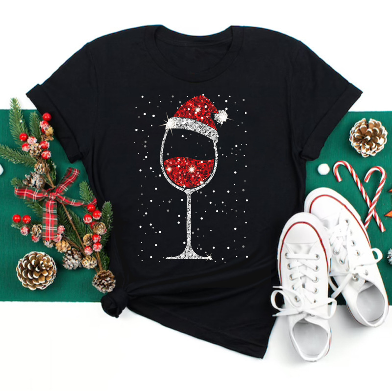 Happy Christmas Christmas Tree Santa Claus plus size Cartoon plus size Women's Fashion Women's Short-sleeved T-shirt Happy Christmas Christmas Tree Santa Claus plus size Cartoon plus size Women's Fashion Women's Short-sleeved T-shirt