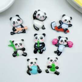 可爱卡通熊猫竹笋树脂配件 diy手工奶油胶发夹发绳手机壳水杯批发