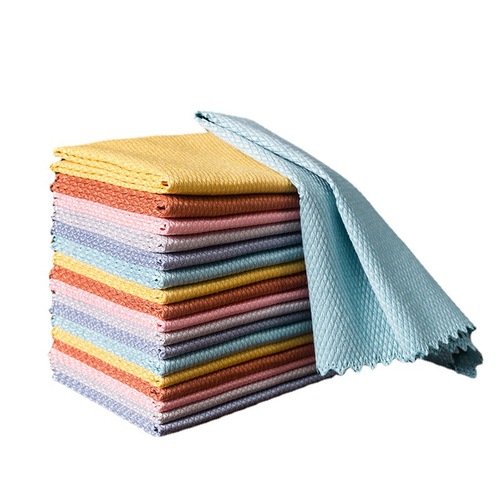 Fish scale rag lazy kitchen mirror scouring glass cloth manufacturer dish towel wholesale household thickened fish scale cloth