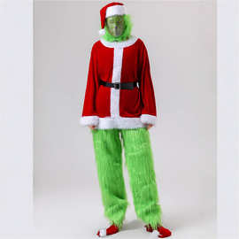 新品圣诞节服装长毛怪cosplay圣诞老人 绿毛怪格林奇圣诞节表演服