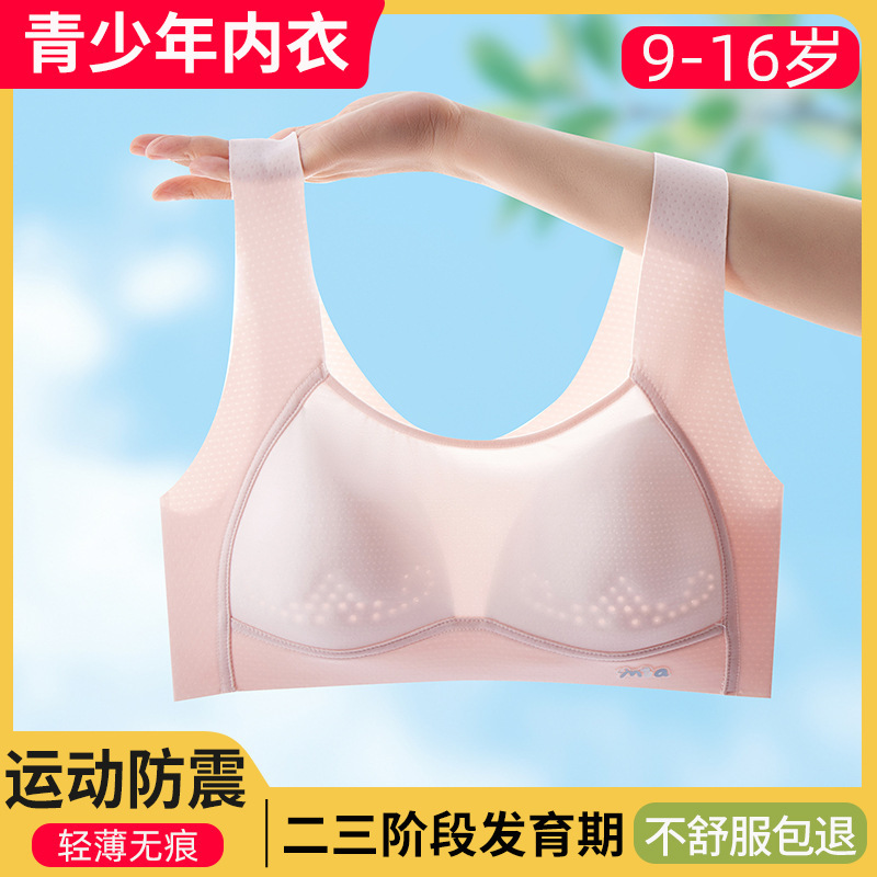 Bra for the Second and Third Stages of Adolescent Development, Sports Shock-Proof Vest, Breathable Student Underwear with Chest Pads, Girl's Style