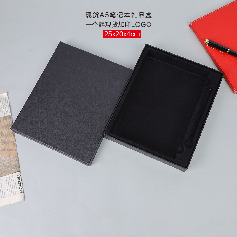 Spot can be printed LOGO cardboard cover universal a5 Notebook gift box with Pen slot business gift box