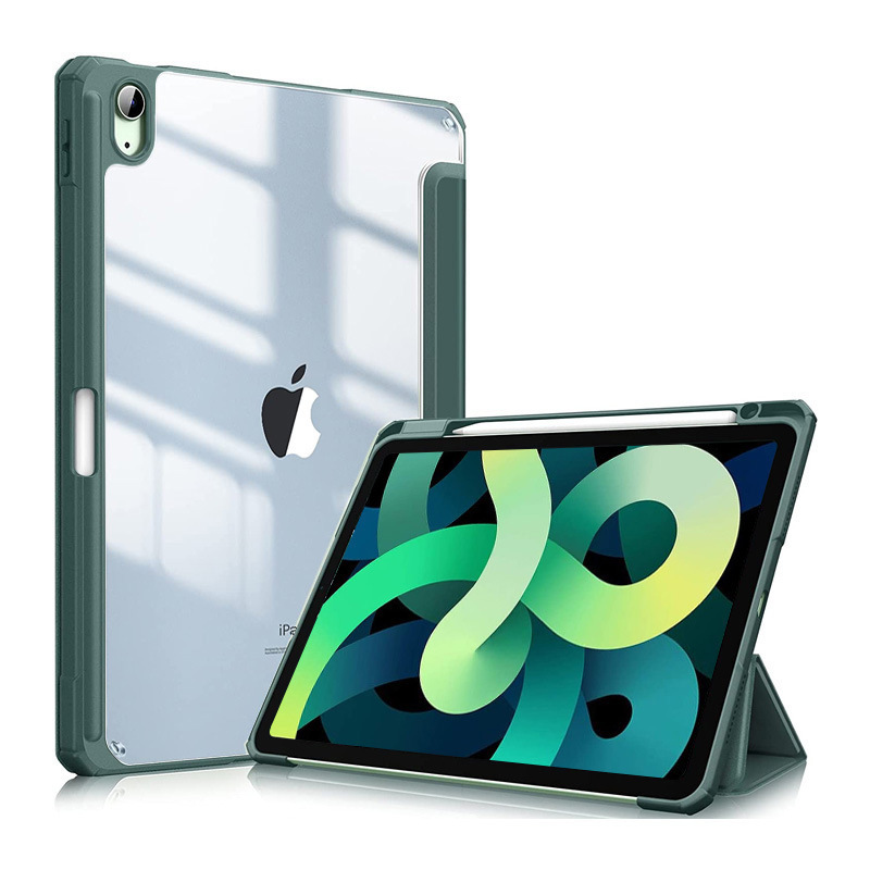 Funda protectora ipad2022 aplicable con ranura para bolígrafo 10.2 tri-fold acrílico transparente anti-flexión Shell 10,9 tableta Funda de cuero