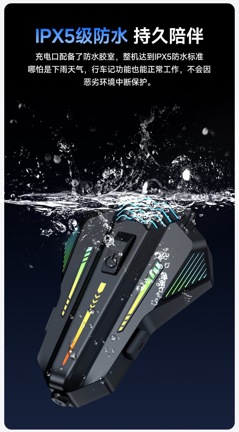 Cross-Border Motorcycle Helmet Bluetooth Headset 6.0 Cool Atmosphere Rgb Lighting Effect Multi-Person Chat Intercom Helmet Headset