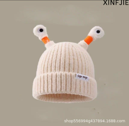  cartoon knitted woolen children's demi-season monster, funny keep warm knitted hat, family style