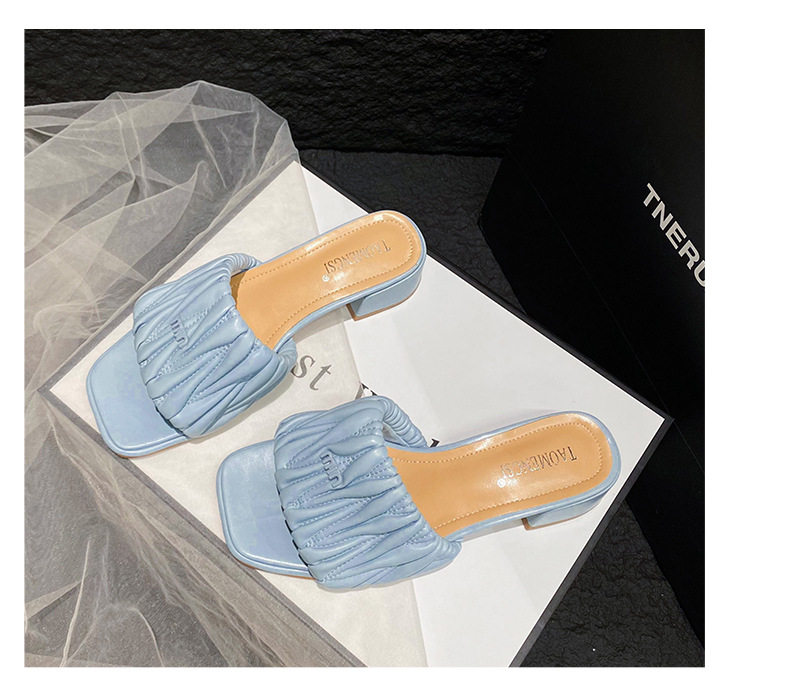 Dép sandal nữ mũi vuông gót nêm siêu mềm kiểu xếp ly, đế cao 3 cm — Màu hồng, Màu mơ, Màu xanh lam chi tiết 29