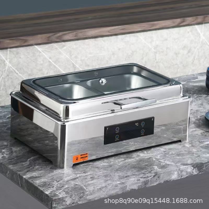 Cross-Border Breakfast Stove Insulation Pot Tableware Stainless Steel Buffet Stove Hydraulic Square Buffy Stove Electric Heating Insulation Stove