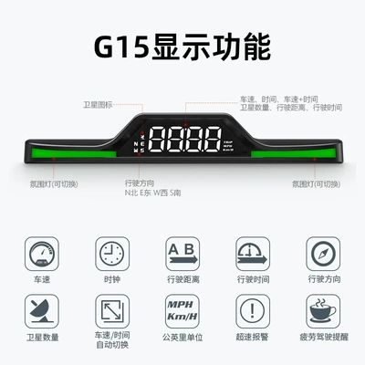 Cross-Border Car Universal Hud Head-Up Display Gps Speed Alarm Driving Speed Car Display G15 (Vehicle HUD) - g15
