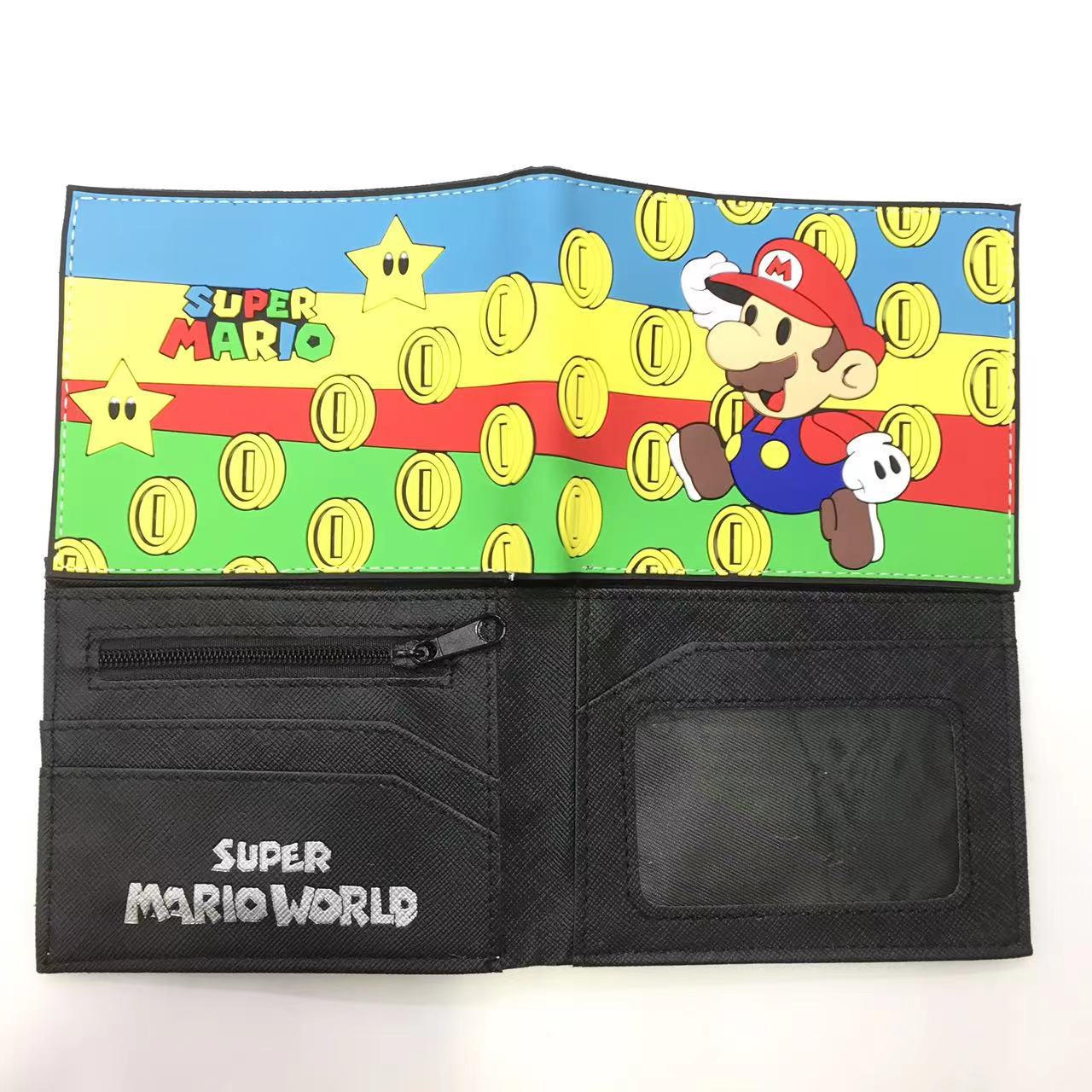 Mario Super Marie PVC cuero corto doble billetera Mario Mriao cambio cartera tarjeta de cuero