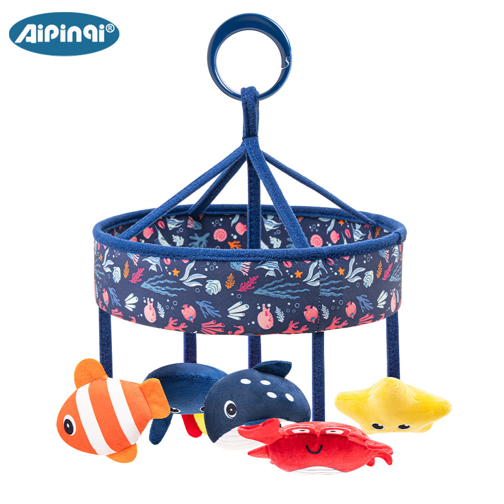 Aipinqi cama para bebés colgar juguetes marino campana de cabezal de cama colgante giratorio juguetes de campana para bebé tranquilizador