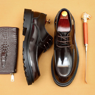 [vip for] British casual leather shoes men's business formal leather big head patent leather bright face thick-soled men's shoes