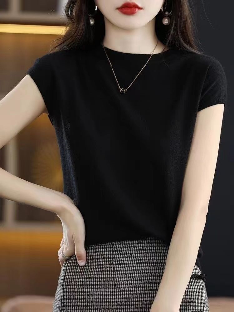 Áo thun nữ tay ngắn cổ tròn chất liệu ice silk mát lạnh, form rộng thoải mái — B5-05=giá trị thông số Kd, (cài 2), màu đen, màu sắc, Gạch đỏ chi tiết 8